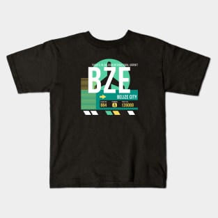 Belize City (BZE) Airport // Retro Sunset Baggage Tag Kids T-Shirt